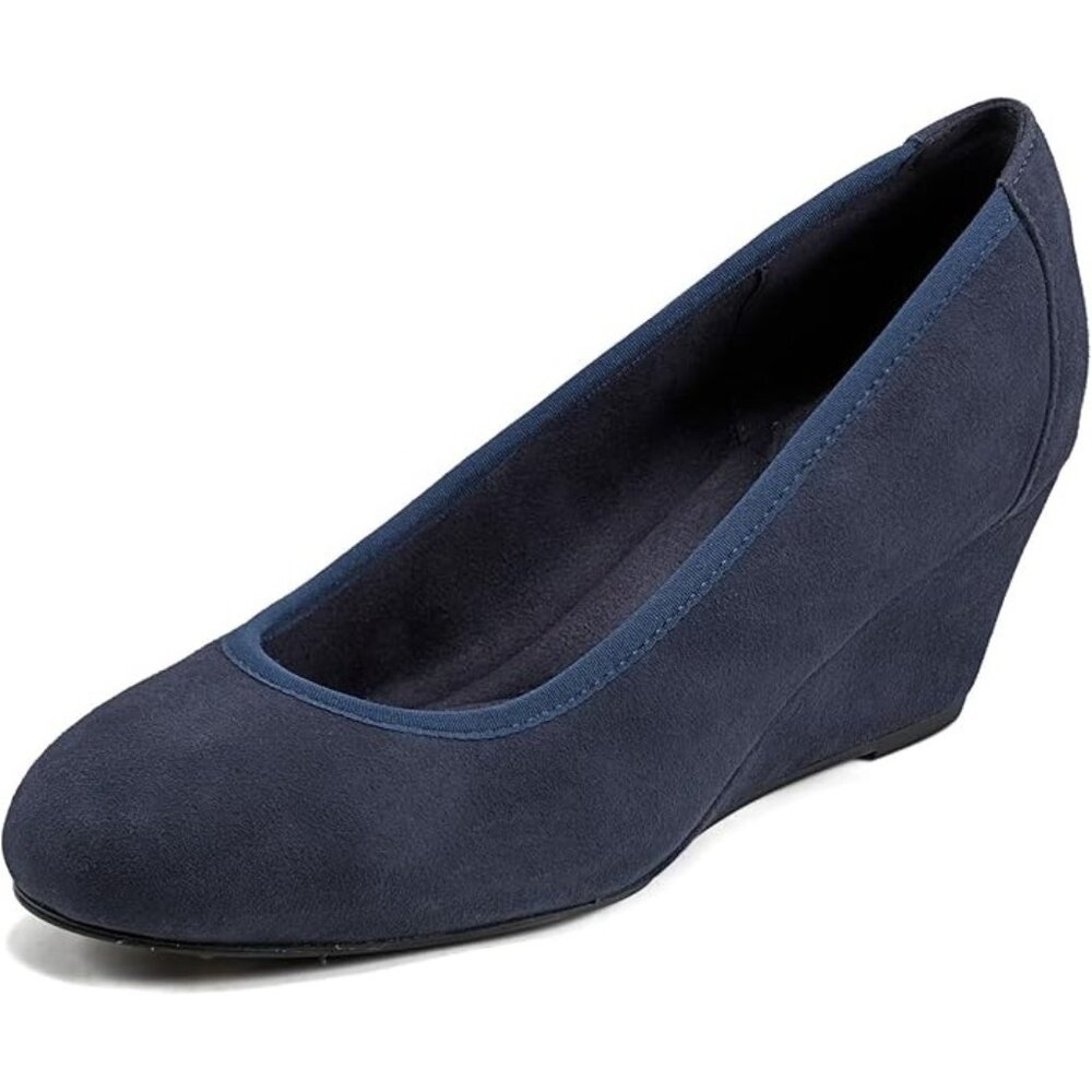 Rockport Rita Size 6M Navy Suede Wedge 2in Heel Womens Shoes truTECH Comfort